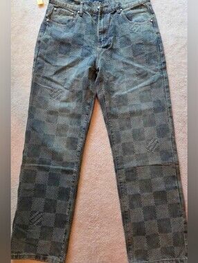 Men's Inspired Checkered Washed Jeans